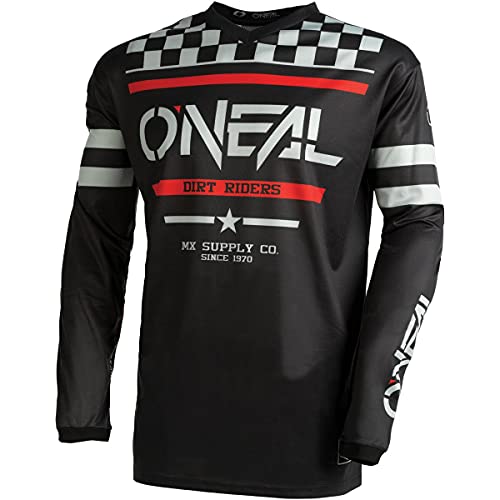 O'NEAL | Motocross-Shirt langarm | Kinder | MX MTB Mountainbike | Leichtes Material, ergonomischer Slim Fit Schnitt für perfekte Passform | Element Youth Jersey Squadron V.22 | Schwarz Grau | XS von O'NEAL