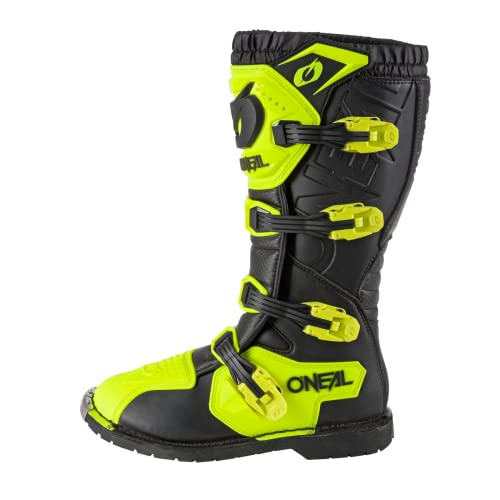 O'NEAL | Motocross-Stiefel | Enduro Motorrad | Komfort Air-Mesh-Innenleben, vier Verschlussschnallen, hochwertiges Synthetik-Matherial | Boots Rider Pro | Erwachsene | Schwarz Neon-Gelb | Größe 42 von O'NEAL