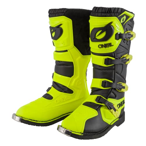 O'NEAL | Motocross-Stiefel | Enduro Motorrad | Komfort Air-Mesh-Innenleben, vier Verschlussschnallen, hochwertiges Synthetik-Matherial | Boots Rider Pro | Erwachsene | Schwarz Neon-Gelb | Größe 48 von O'NEAL