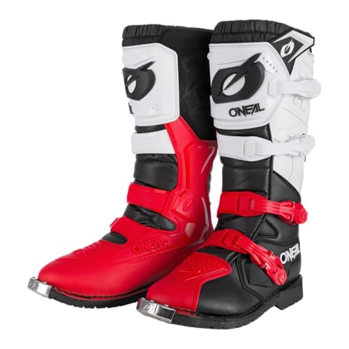 O'NEAL | Motocross-Stiefel | Enduro Motorrad | Komfort durch Air-Mesh-Innenleben, vier Verschlussschnallen, hochwertiges Synthetik-Material | Boots Rider Pro | Erwachsene | Schwarz Weiß Rot | Größe 40 von O'NEAL
