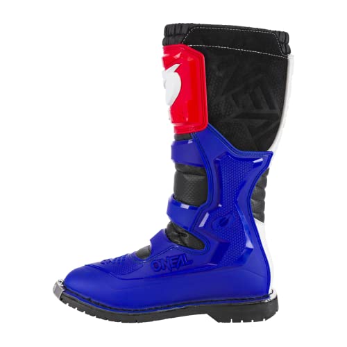 O'NEAL | Motocross-Stiefel | Enduro Motorrad | Komfort durch Air-Mesh-Innenleben, vier Verschlussschnallen, hochwertiges Synthetik-Material | Boots Rider Pro | Erwachsene | Weiß Rot Blau | Größe 47 von O'NEAL