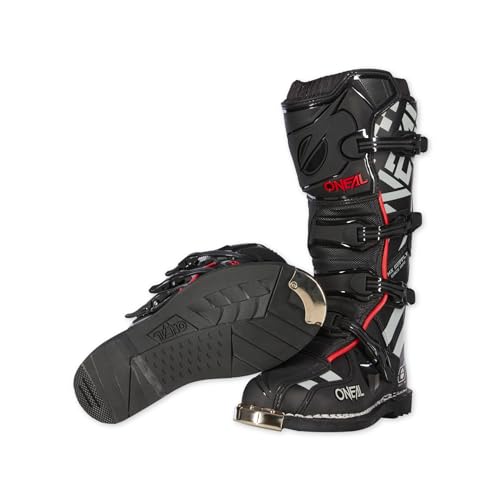 O'NEAL Motocross Stiefel TRIBUTE Boot SQUADRON V.21 I MX Enduro I Ergonomische Motorradschuhe Herren & Damen mit Metall Sohlenschutz I Schwarz/Grau I Größe 40/7,5 von O'NEAL