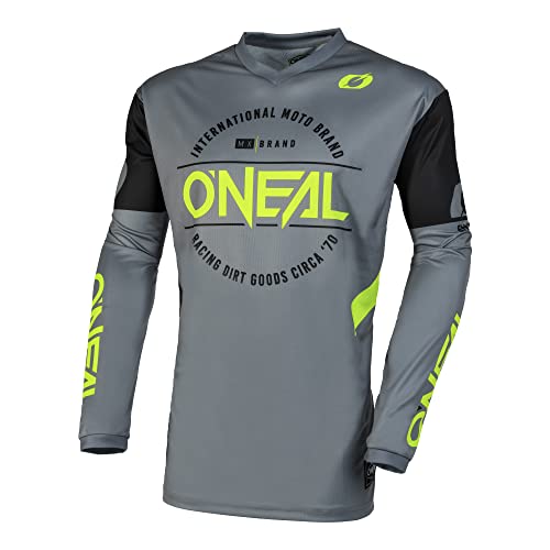 O'NEAL | Motocross-Trikot | Enduro MX | Atmungsaktives Material, gepolsterter Ellenbogenschutz, Passform für maximale Bewegungsfreiheit | Element Jersey Brand V.23 | Erwachsene | Grau Schwarz | XXL von O'NEAL