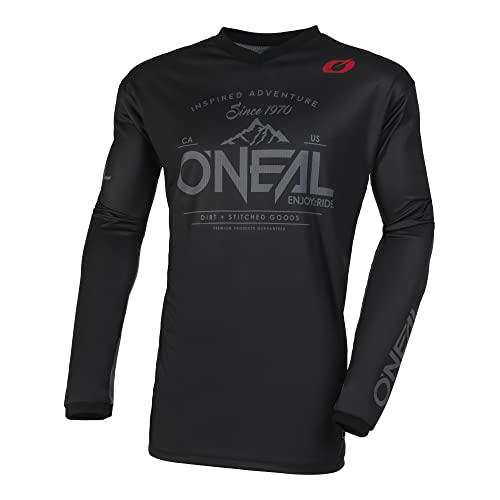 O'NEAL | Motocross-Trikot | Enduro MX | Atmungsaktives Material, gepolsterter Ellenbogenschutz, Passform für maximale Bewegungsfreiheit | Element Jersey Dirt V.23 | Erwachsene | Schwarz Grau | L von O'NEAL