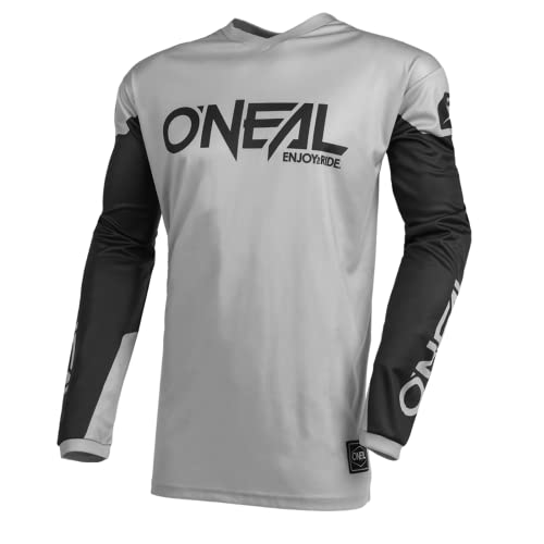 O'NEAL | Motocross-Trikot | Enduro MX | Atmungsaktives Material, gepolsterter Ellenbogenschutz, Passform für maximale Bewegungsfreiheit | Element Jersey Threat | Erwachsene | Grau Schwarz | Größe XL von O'NEAL