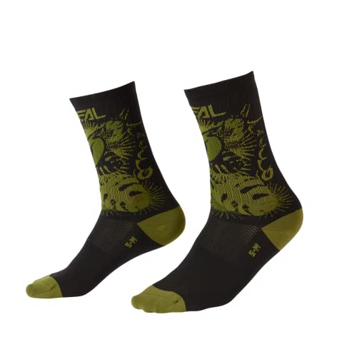 O'NEAL | Mountainbike Fahrrad Socken | Downhill Freeride | Schweißabsorbierend, Gute Passform, hochwertige Materialien | MTB Performance Sock Plant V.22 | Unisex | Schwarz Grün | 39-42 von O'NEAL