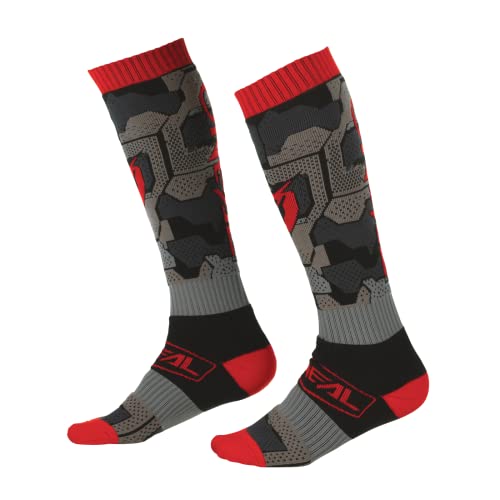 O'NEAL | Mountainbike Motocross Socken | MTB Downhill Freeride | Schweißabsorbierend, Verstärkter Fersen & Sohlenbereich | Pro MX Camo V.22 Socken | Unisex | Erwachsene | Schwarz Rot | One Size von O'NEAL