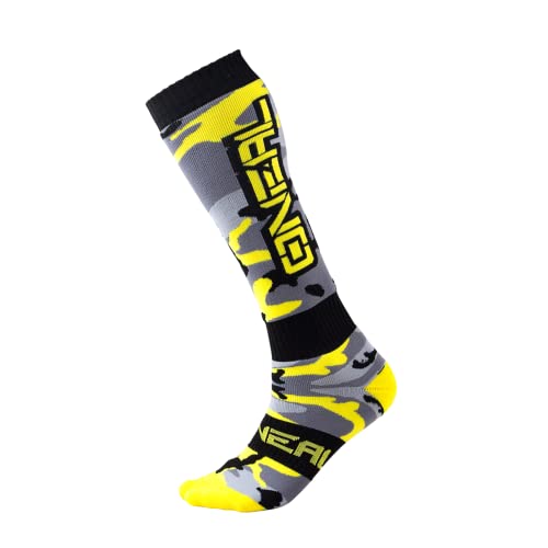 O'NEAL | Mountainbike Motocross Socken | MTB Downhill Freeride | Schweißabsorbierend, Verstärkter Fersen & Sohlenbereich | Pro MX Damen Hunter | Unisex | Erwachsene | Grau Schwarz Gelb | One Size von O'NEAL