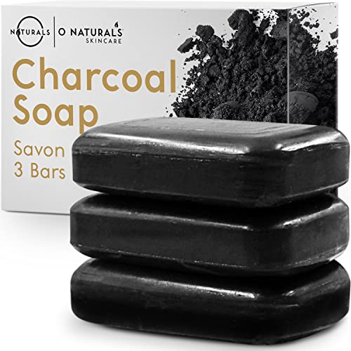 Aktivkohle Schwarze Seife Festes Duschgel Naturkosmetic Dusch Seife Vegan Black Bar Soap Peppermint Oil Haut Reiniger Körper Gesicht und Hand Shea Butter Männer Frauen 342g von O NATURALS