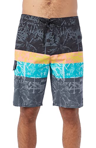 O'NEILL Herren Boardshorts mit 20 Streifen – wasserabweisende Badehose für Männer mit schnell trocknendem Stretch-Stoff und Taschen, Schwarz | Lennox Print 20, 5 von O'Neill