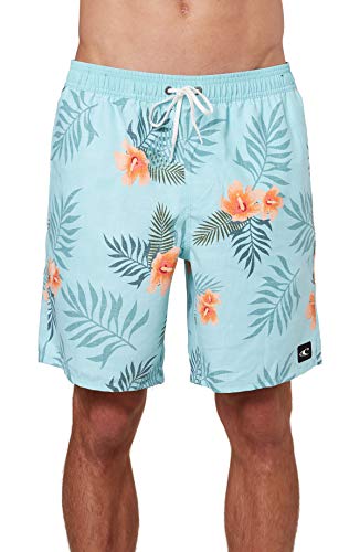 O'NEILL Herren Santa Cruz Volley Swim Boardshort | Elastischer Bund, kurze Länge – oberhalb des Knies Passform |, Mint / Santa Cruz Floral Volley, Medium von O'Neill