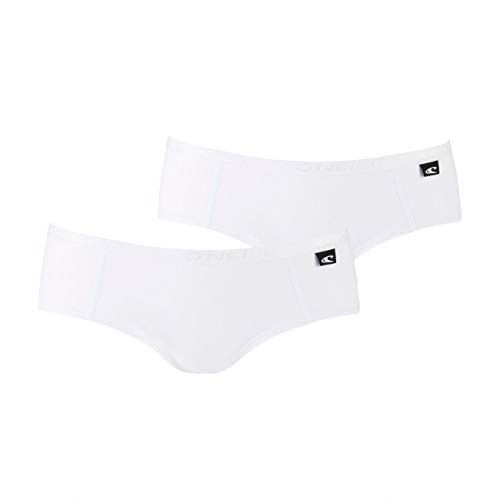 O'Neill Damen Hipster Uni 2er Pack Sport Frauen Unterwäsche Unterhose Logo Baumwolle Einfarbig Schwarz Weiß Damen Pantie S M L XL, Größe:XL, Farbe:White (1010P) von O'Neill