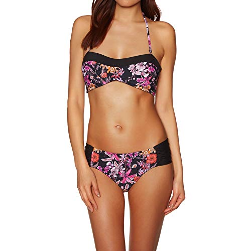 O'Neill Damen Print Bandeau Bikini Bademode, Black AOP W/Pink, 36C von O'Neill