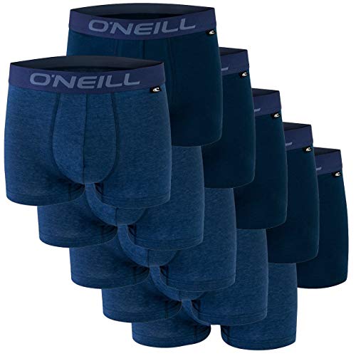 O'Neill Herren 10er Set Basic Boxershort Unterwäsche Unterhose Logo Baumwolle Sport Uni Einfarbig Schwarz Grau Blau Männer S M L XL XXL, Größe:L, Farbe:Blue Melange Marine (4349P) von O'Neill