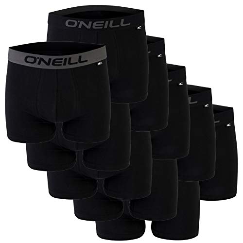 O'Neill Herren 10er Set Basic Boxershort Unterwäsche Unterhose Logo Baumwolle Sport Uni Einfarbig Schwarz Grau Blau Männer S M L XL XXL, Größe:M, Farbe:Black (6969P) von O'Neill