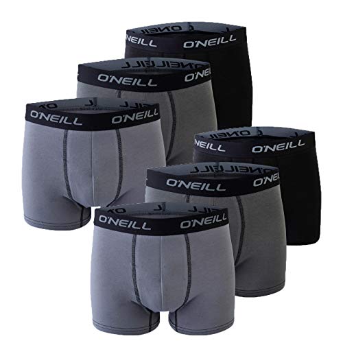 O'Neill Herren 6er Set Basic Boxershort Unterwäsche Unterhose Logo Baumwolle Sport Männer Grau Blau Schwarz S M L XL XXL, 4X Grey 2X Black (6569p), S von O'Neill