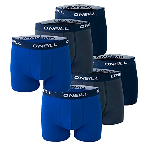 O'Neill Herren 6er Set Basic Boxershort Unterwäsche Unterhose Logo Baumwolle Sport Männer Grau Blau Schwarz S M L XL XXL, 4X Navy 2X Cobalt (4847p), S von O'Neill