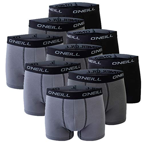 O'Neill Herren 9er Set Basic Boxershort Unterwäsche Unterhose Logo Baumwolle Sport Männer Schwarz Grau Blau S M L XL XXL, 6X Grey 3X Black (6569p), XXL von O'Neill