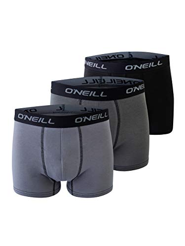 O'Neill Herren Basic Boxer-Short | sportlicher Begleiter für den Alltag im 3er Set | Grau Schwarz L von O'Neill