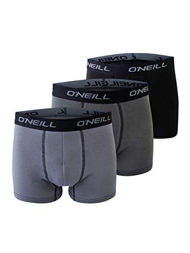 O'Neill Herren Basic Boxer-Short | sportlicher Begleiter für den Alltag im 3er Set | Grau Schwarz M von O'Neill