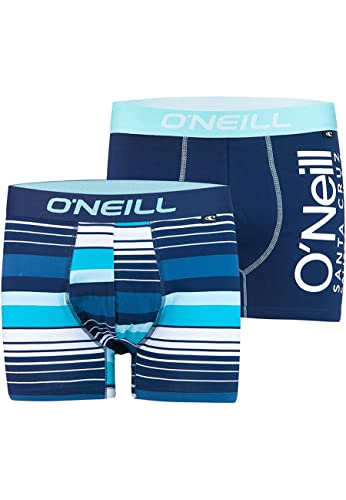 O'Neill Herren | Boxer-Short | Basic-Line | 2er Set | für jeden Tag (Stripes - Multi Stripe/Marine, L) von O'Neill