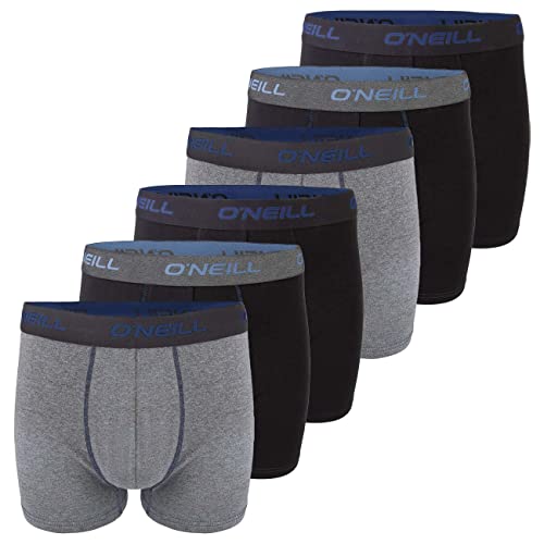 O'Neill Boxershorts Herren 6er Pack Baumwolle Uni Sport Boxer Männer Basic Trunk Unterwäsche, Größe:XXL, Vorteilspacks:6X Grey Charcoal Black (7007) von O'Neill