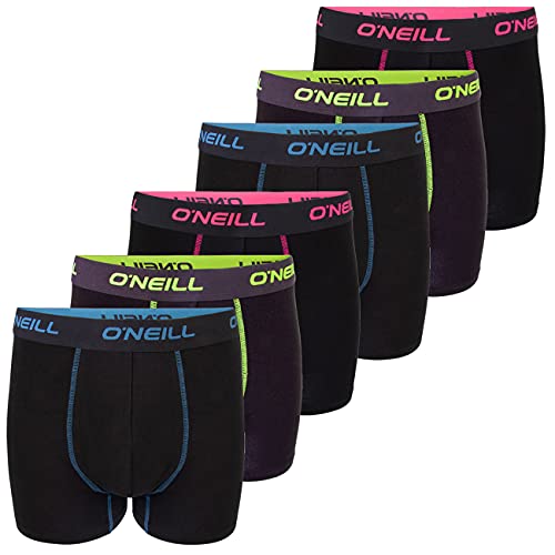 O'Neill Herren Boxershorts 6er Pack Uni Sport Boxer Männer Basic Trunk Unterwäsche Unterhose ohne Eingriff, Größe:L, Vorteilspacks:6X Black Neon (7003) von O'Neill