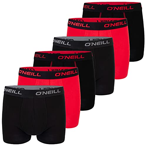 O'Neill Herren Boxershorts 6er Pack Uni Sport Boxer Männer Basic Trunk Unterwäsche Unterhose ohne Eingriff, Größe:M, Vorteilspacks:6X Black Red (7000) von O'Neill