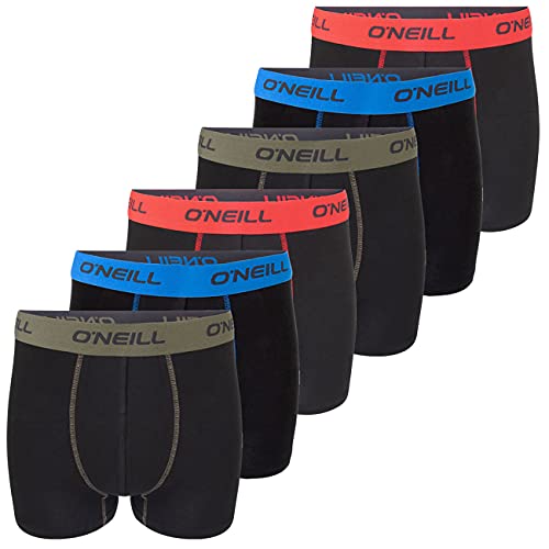 O'Neill Herren Boxershorts 6er Pack Uni Sport Boxer Männer Basic Trunk Unterwäsche Unterhose ohne Eingriff, Größe:XXL, Vorteilspacks:6X Black Olive Blue Red (7004) von O'Neill