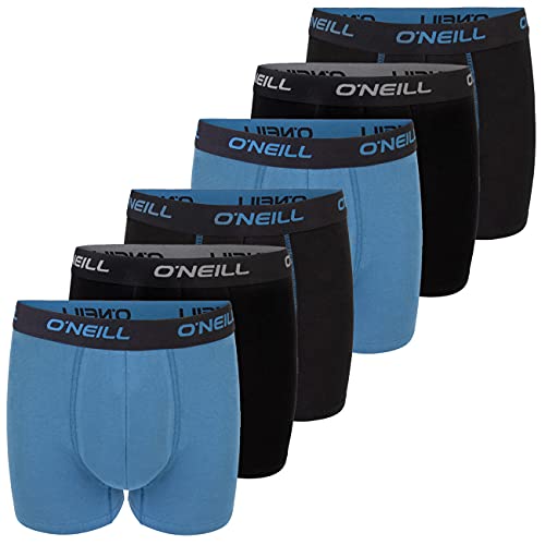 O'Neill Herren Boxershorts 6er Pack Uni Sport Boxer Männer Basic Trunk Unterwäsche Unterhose ohne Eingriff, Größe:L, Vorteilspacks:6X Black Blue (7001) von O'Neill