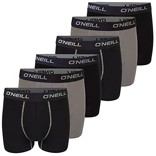 O'Neill Boxershorts Herren 6er Pack Baumwolle Uni Sport Boxer Männer Basic Trunk Unterwäsche, Größe:XXL, Vorteilspacks:6X Black Grey (7002) von O'Neill