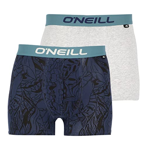 O'Neill | Herren | Boxershorts | 2er Pack | Season (as3, Alpha, l, Regular, Regular, Sea Plants - Multi Plants/Mid Grey), Silber von O'Neill