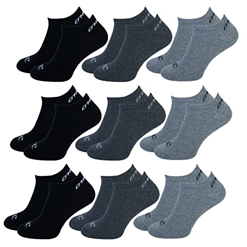 O'Neill Unisex Sneaker Socken 9er Pack Sportsocken Freizeitsocken Sneakersocken Baumwolle Invisible Sport Herren Damen 35-38 39-42 43-46, Größe:39/42, Farbe:Grey/Antracite/Black (7000P) von O'Neill