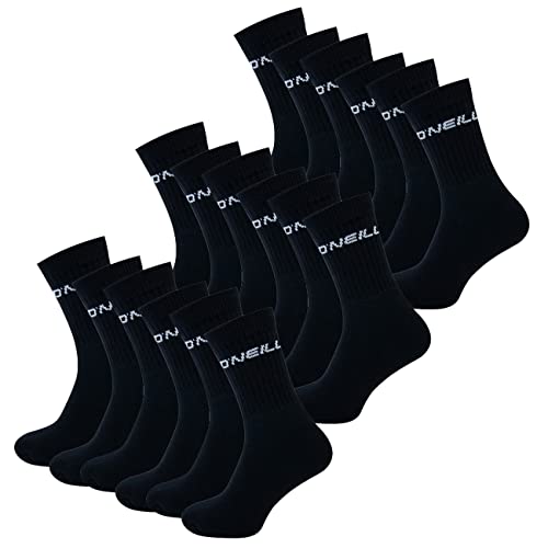 O´Neill Unisex Sportsocken 9er Pack Tennissocken Sport Gym Freizeit Baumwolle Logo Bund Männer Frauen Anthracite Schwarz Blau 35-38 39-42 43-46, Größe:43/46, Farbe:Black (6969P) von O'Neill