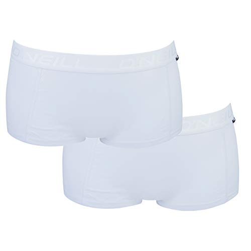 O'Neill Women Shorty Plain 2er Pack Sport Frauen Unterwäsche Unterhose Logo Baumwolle Einfarbig Schwarz Weiß Damen Pantie S M L XL, Größe:L, Farbe:White (1010P) von O'Neill