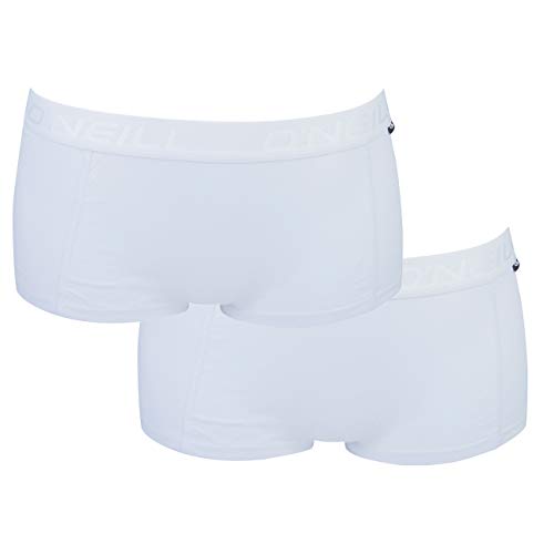 O'Neill Women Shorty Plain 2er Pack Sport Frauen Unterwäsche Unterhose Logo Baumwolle Einfarbig Schwarz Weiß Damen Pantie S M L XL, Größe:M, Farbe:White (1010P) von O'Neill