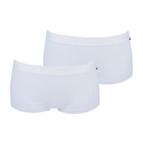 O'Neill Women Shorty Plain 2er Pack Sport Frauen Unterwäsche Unterhose Logo Baumwolle Einfarbig Schwarz Weiß Damen Pantie S M L XL, Größe:S, Farbe:White (1010P) von O'Neill