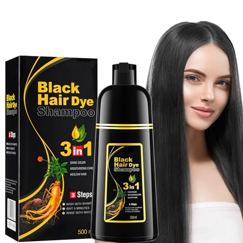 Schwarzes Haarfärbeshampoo Sofort-Haarfarben-Shampoo Haarfärbemittel Haarfärbung Color Shampoo langanhaltende Farbe für Männer und Frauen 500ML von O'RMEAS