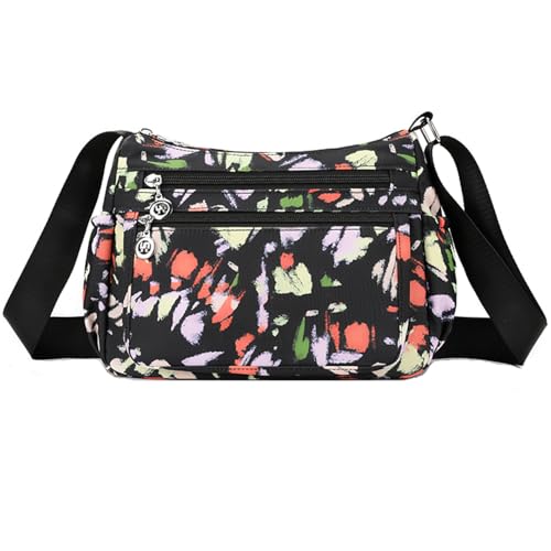 O-TBOST Crossbody-Tasche für Damen, mehrere Taschen, Umhängetasche, wasserdicht, Nylon, Reisehandtasche, Schwarz, Medium, Casual O-TBOST Crossbody-Tasche für Damen, mehrere Taschen, Umhängetasche, wasserdicht, Nylon, Reisehandtasche, Schwarz, Medium, Casual von O-TBOST