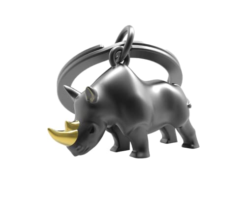 O meta[l]morphose METALMORPHOSE - 3D Metall Schlüsselanhänger Schwarzes Nashorn - Tier Schlüsselanhänger - Geschenk für Mann und Frau - Originelles Accessoire - MTM271-01 von O meta[l]morphose