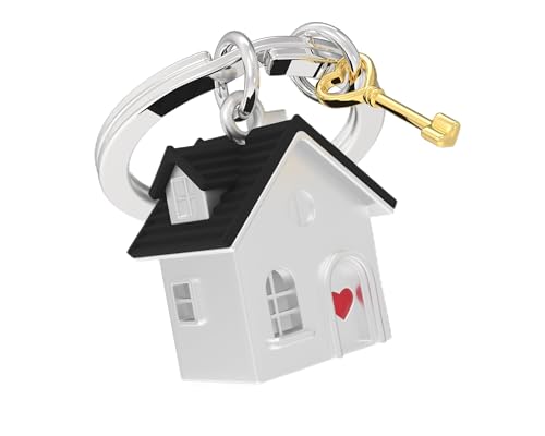 O meta[l]morphose METALMORPHOSE – Schlüsselanhänger Haus des Glücks – Schlüsselanhänger Einzug – Geschenk für Damen und Herren, grau, one size, Modern von O meta[l]morphose
