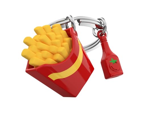 METALMORPHOSE – Schlüsselanhänger Pommes Frites und Ketchup, Schlüsselanhänger Fun, Fastfood – originelles Geschenk für Damen und Herren, rot, one size von O meta[l]morphose