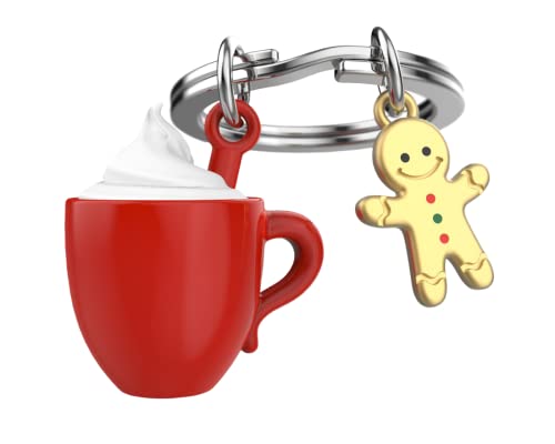 O meta[l]morphose METALMORPHOSE – Schlüsselanhänger heiße Schokolade & ihr Keks – MTM152-01, Rot, Gold, one size, Modern von O meta[l]morphose