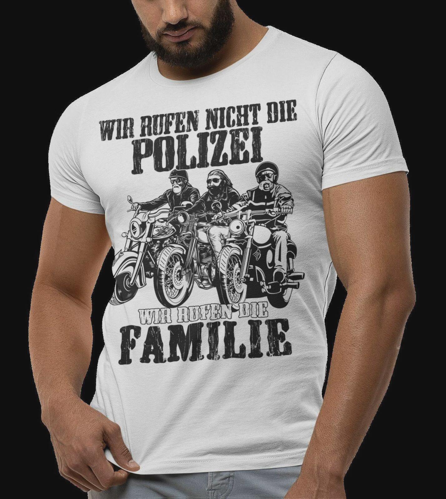 Wir Rufen Nicht Die Polizei Familie Rocker T-Shirt Outlaw #c5 von O2bShirtShop