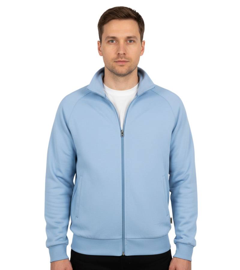 Sportliche Herren Sweat-Jacke mit French-Terry-Sweatmaterial Baumwoll-Jacke Pullover 0606020003 020 Hellblau von O46HK