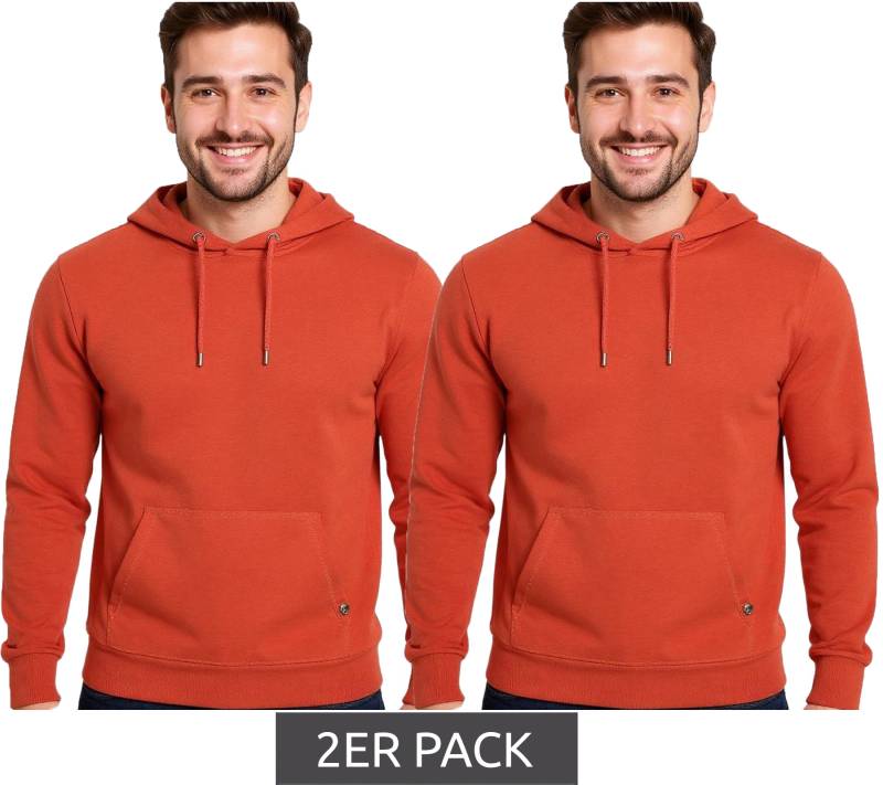 2er Sparpack Herren Hoodie Kapuzen-Pullover Basic-Pullover moderner Baumwoll-Pullover Sweater Große Größen Rot 2er Sparpack Herren Hoodie Kapuzen-Pullover Basic-Pullover moderner Baumwoll-Pullover Sweater Große Größen Rot von O46R