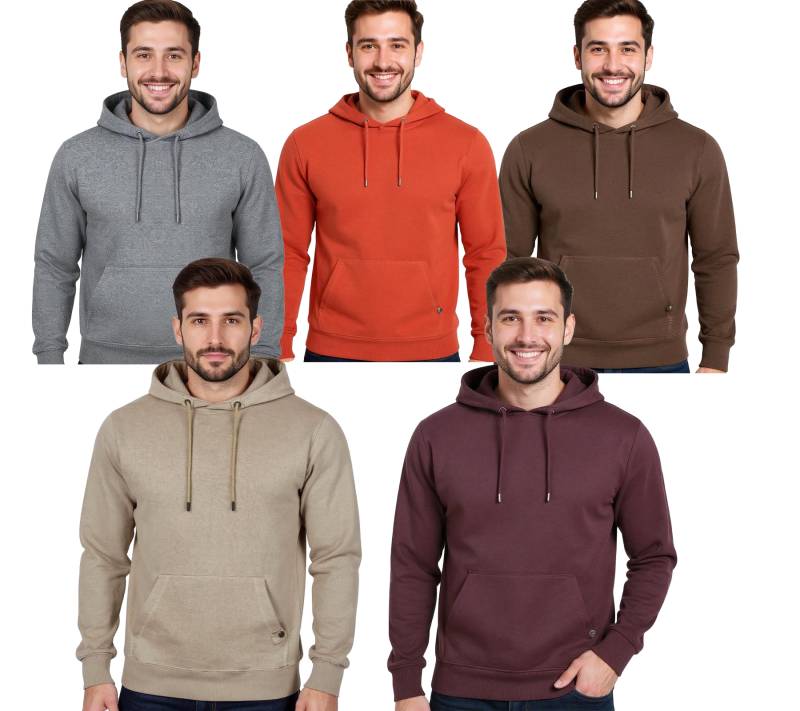 Herren Hoodie Kapuzen-Pullover Basic-Pullover moderner Baumwoll-Pullover Sweater Große Größen Braun, Rot, Grau, Beige oder Weinrot von O46R