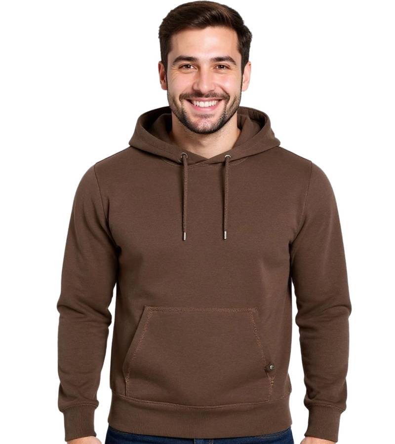 Herren Hoodie Kapuzen-Pullover Basic-Pullover moderner Baumwoll-Pullover Sweater Große Größen Braun von O46R