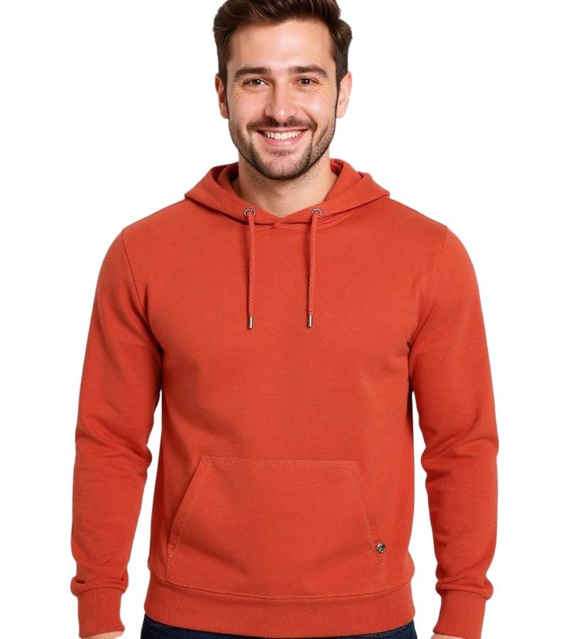 Herren Hoodie Kapuzen-Pullover Basic-Pullover moderner Baumwoll-Pullover Sweater Große Größen Rot von O46R