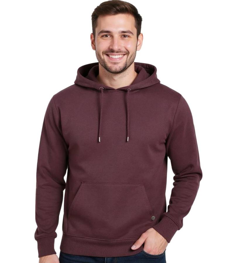 Herren Hoodie Kapuzen-Pullover Basic-Pullover moderner Baumwoll-Pullover Sweater Weinrot von O46R
